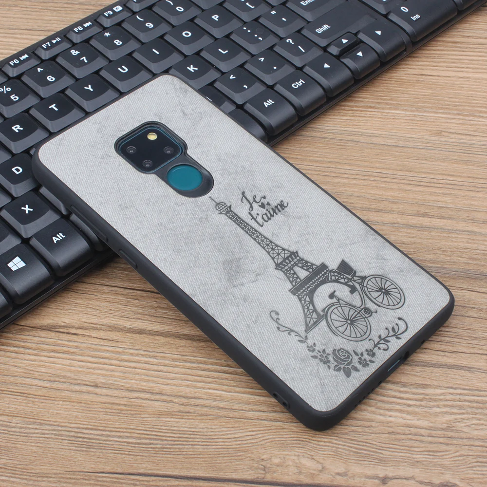 Для huawei mate 20 Чехол Ткань Твердая задняя крышка мягкая рамка ткань Fundas холст башня