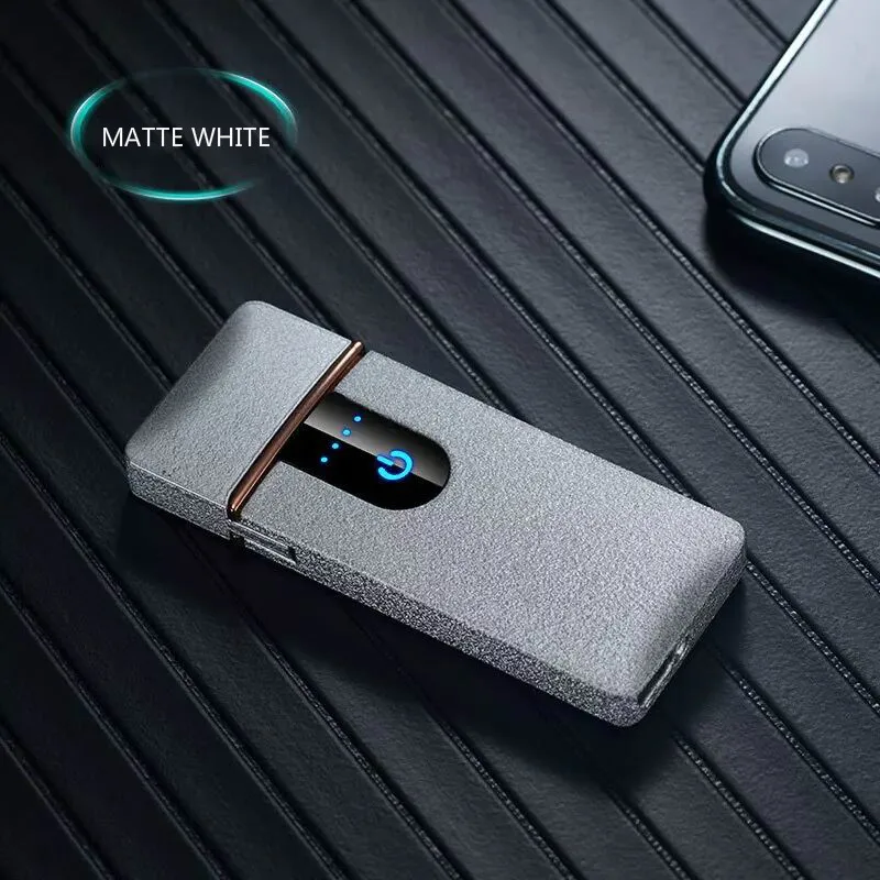 Matte White Новое поступление USB Зажигалка сенсорный переключатель Зажигалка сигареты для курения Электронная зажигалка - Цвет: Matte White