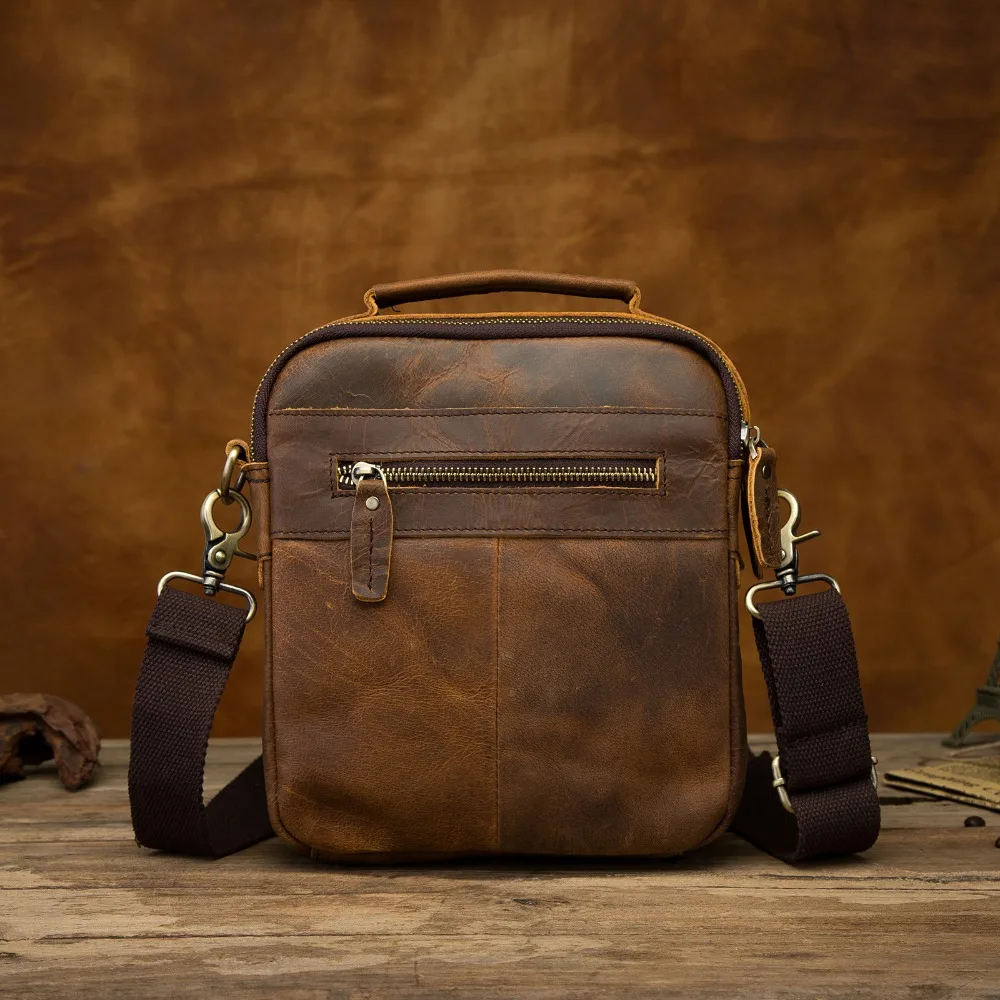 Genuine Leather Male Casual Design School Shoulder Messenger Crossbody bag Fashion Student 8