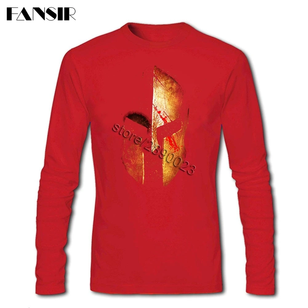 Men Tee Shirt Long Sleeve CrewNeck Cotton Spartan Greece Latest Design T Men's | Мужская одежда