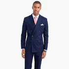 Новейший дизайн пальто и брюк темно-синий двубортный мужской костюм Свадебные костюмы для мужчин приталенный деловой блейзер (пиджак + брюки)