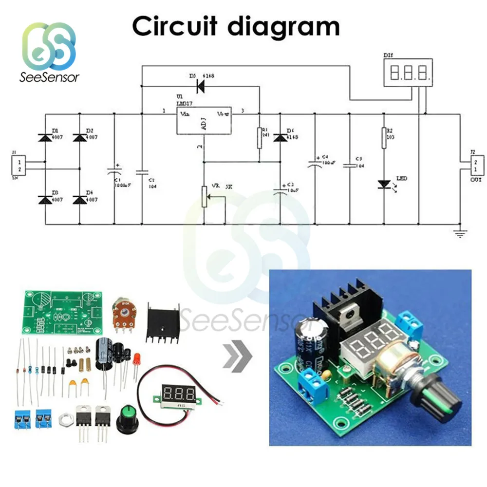 LM317 регулируемый блок питания, наборы, регулятор напряжения, производство, сделай сам, Электронная, большая, средняя школа, выпускной дизайн