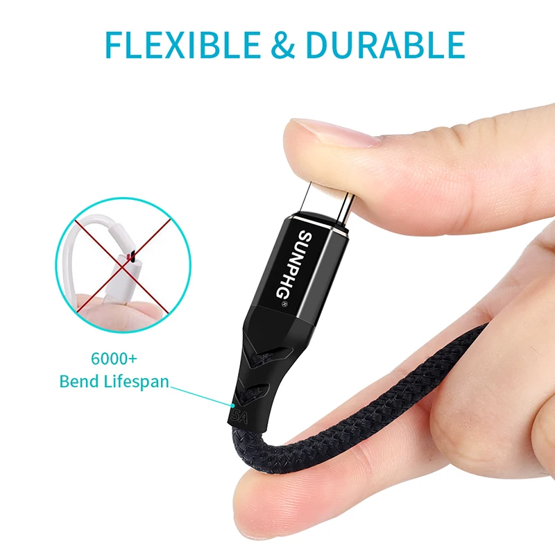 SUNPHG 5A супер Зарядное устройство Тип usb C кабель для huawei P10 P20 Pro Быстрая зарядка usb-c 0
