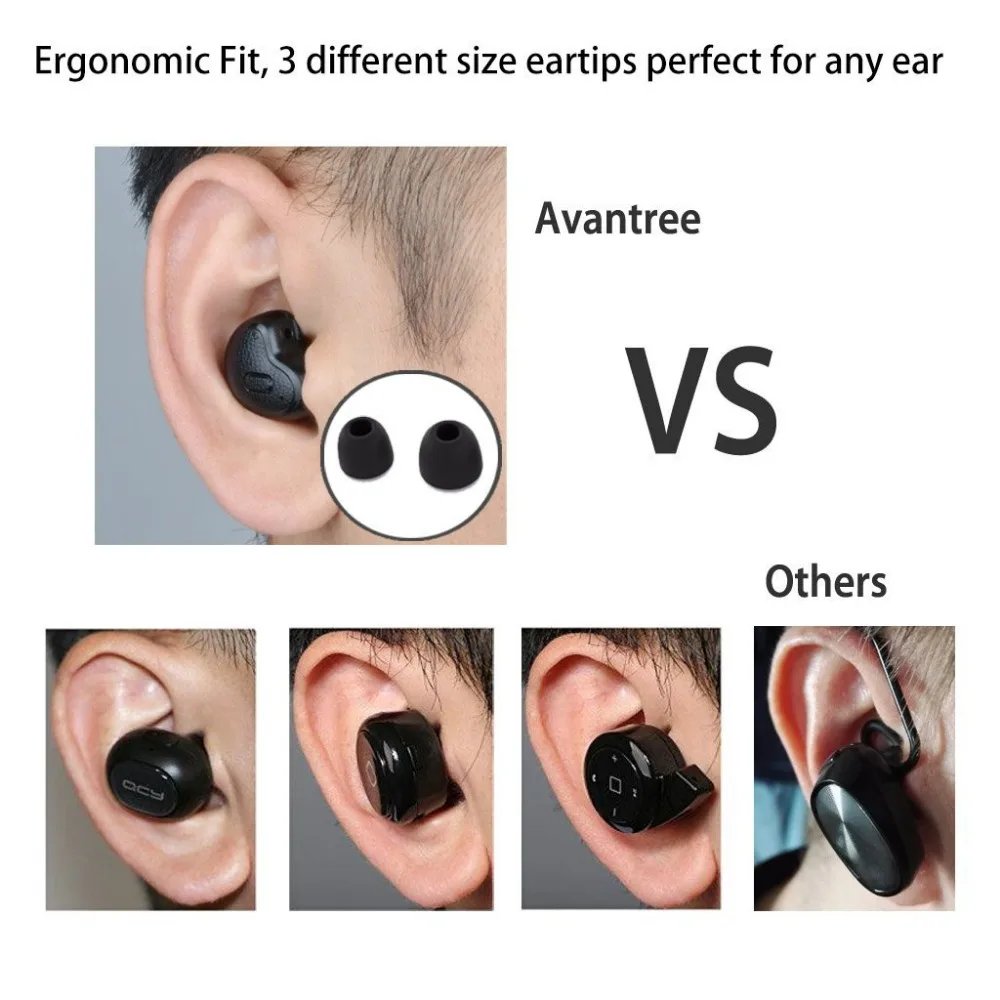 Avantree Мини Bluetooth Наушники V4.1 с микрофоном плотно прилегающие беспроводные