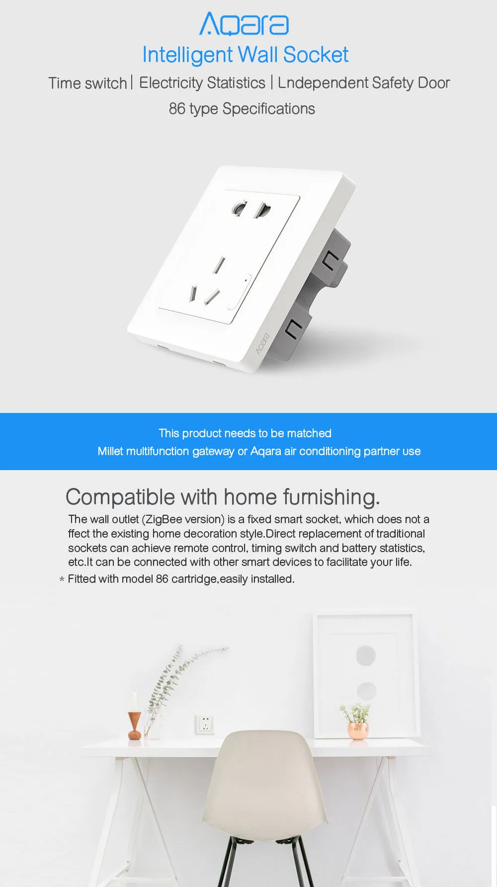Aqara умная настенная розетка ZigBee Беспроводная настенная розетка Mijia настенная розетка переключатель работа для Xiaomi умный дом наборы приложение
