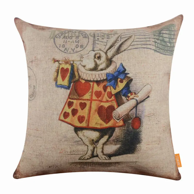 

LINKWELL 18"x18" Happy Easter Bunny Gift Present Home Decor Seasonal Decoration Holiday Festival Burlap Pillowcase Cushion Cover