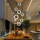 Светодиодная кольцевая люстра, люстра для гостиной, спальни, кухни, лестницы, освещение, домашний декор, длинная лестничная люстра