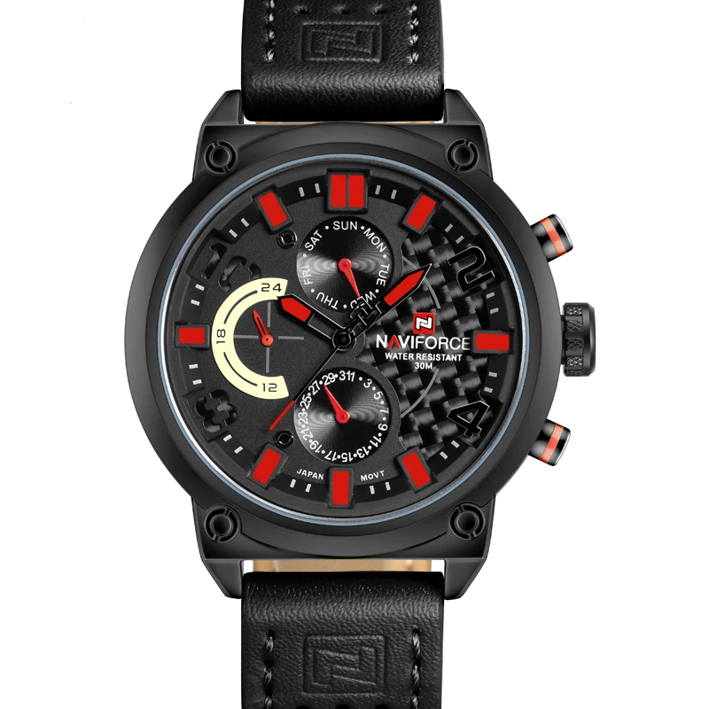 Часы наручные NAVIFORCE Мужские кварцевые Брендовые спортивные водонепроницаемые в