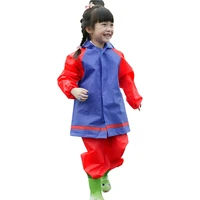 yuding kids rain coat pants children raincoat rainwearrainsuit girls waterproof thick red blue splice color