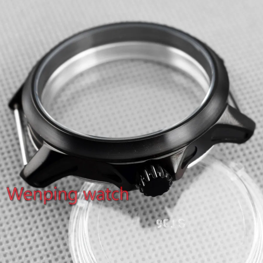 Корпус часов 43 мм Стеклянный матовый корпус из нержавеющей стали подходит для