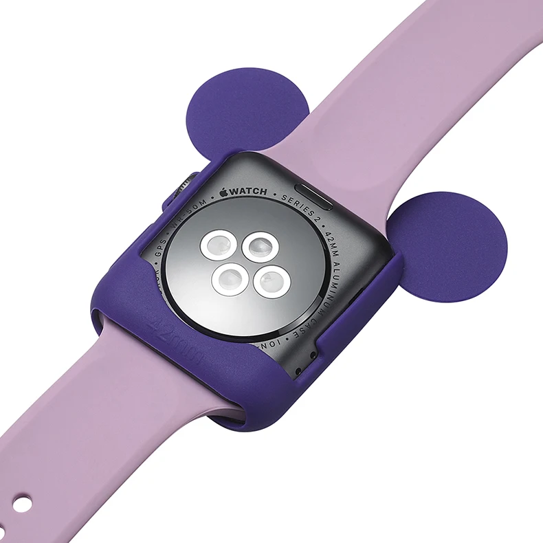 С Микки Маусом силиконовый Защитный чехол для apple watch 4 42/38 мм подходит для iWatch серии, версия 1, 2, 3, ремешок 44/40 мм для женщин/мужчин кварцевые часы