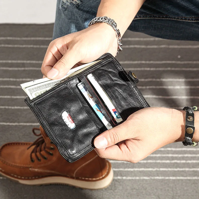 Мужской кошелек AETOO Мужская короткая кожаная пряжка для бумажника модный с