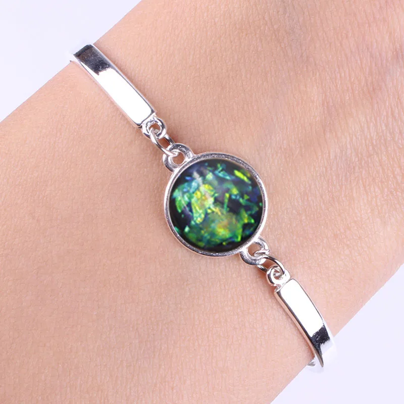 green opal stone Новая мода queen ювелирные изделия посеребренные талисманы браслет& Браслеты с кристаллами браслет для женщин - Окраска металла: green opal stone