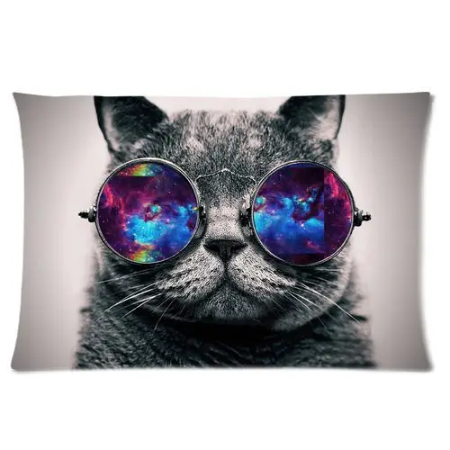 Крутая наволочка в стиле хипстер с изображением кошки галактического стекла