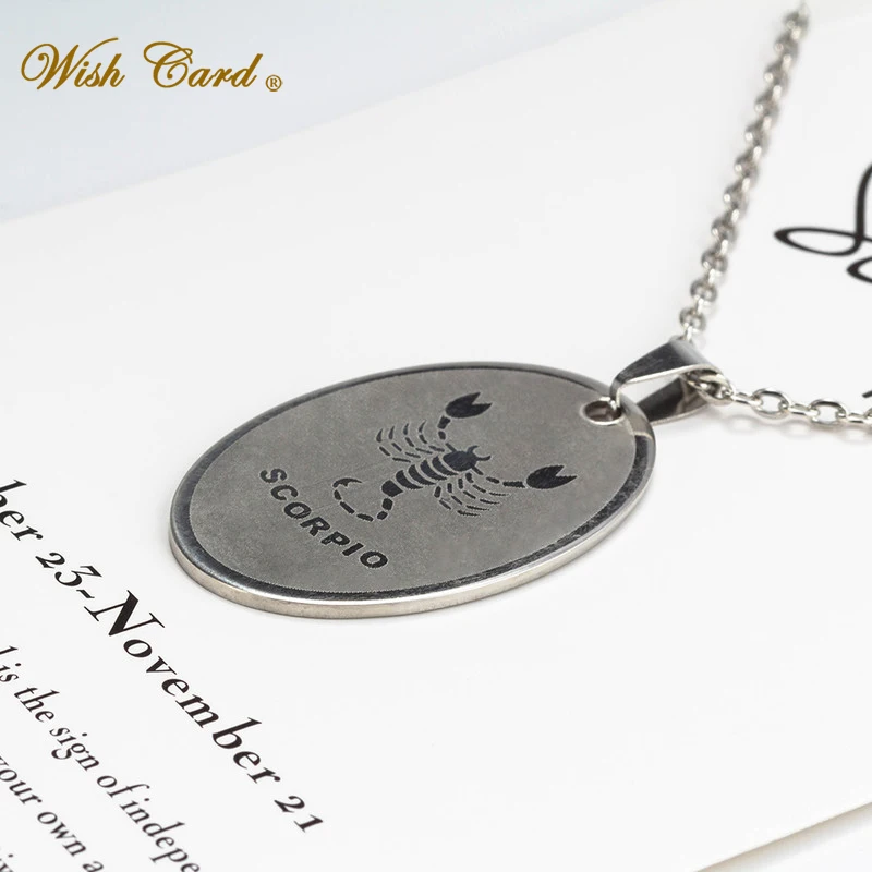 Wish Card 12 созвездий именная табличка из нержавеющей стали кулон ожерелье для