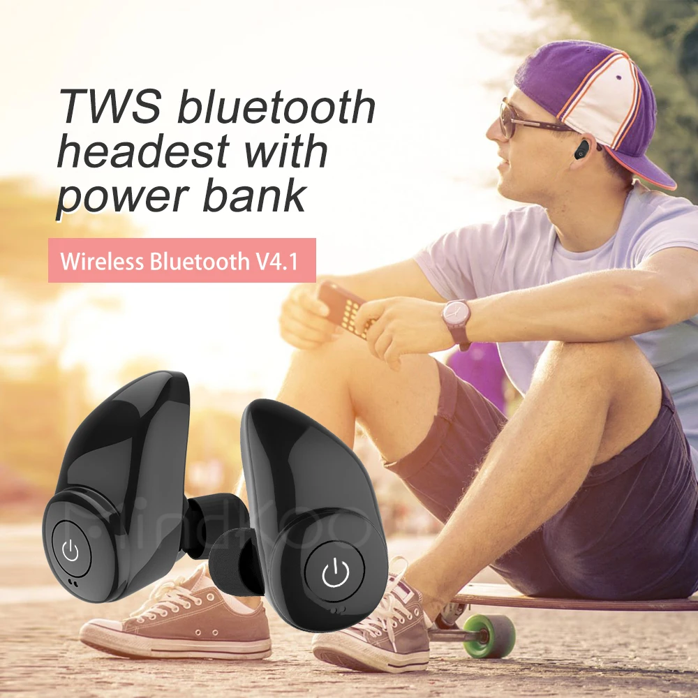 Портативный стерео наушники мини невидимый беспроводной Bluetooth V4.1 объемный звук