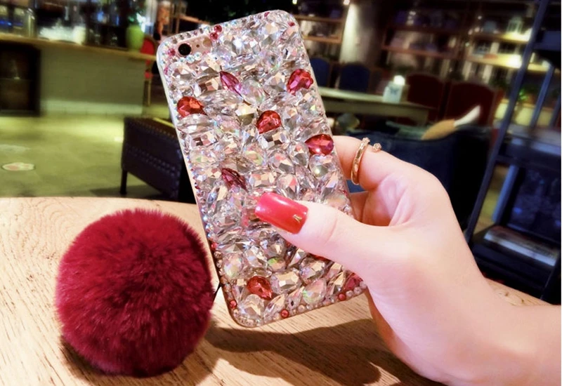 YESPURE Роскошная задняя крышка с кристаллами и стразами для Iphone 6/6S помпоном из