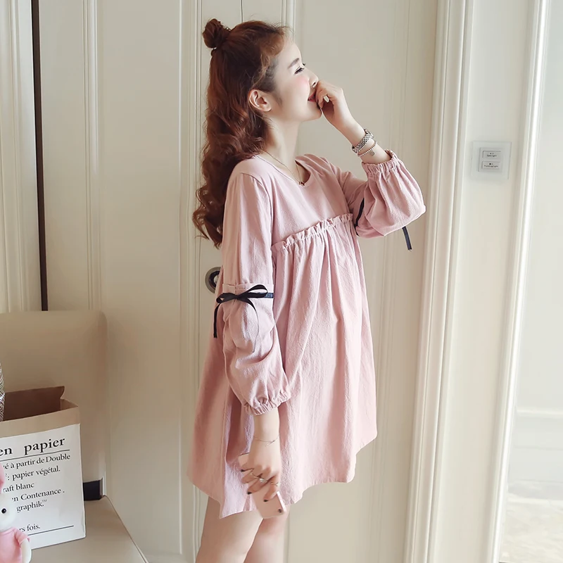 2019 Новое поступление Весна платье для беременных женщина Повседневное большой