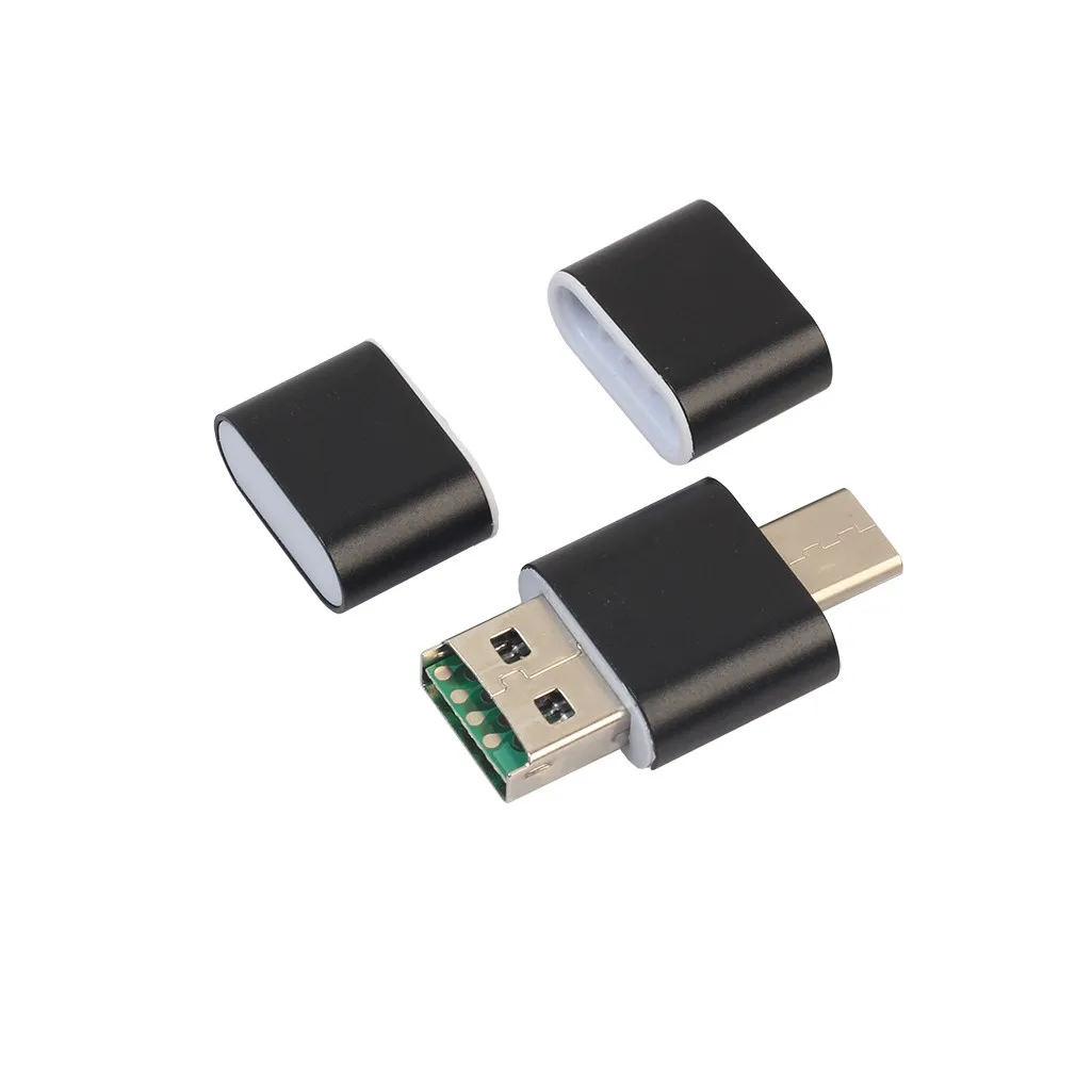 OTG type C к USB 2,0 Micro SD TF кард-ридер адаптер для Android телефона Универсальный OTG TF/SD для компьютера удлинители - Цвет: Black