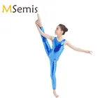 Детский Блестящий гимнастический купальник для девочек, гимнастический костюм трико, полный купальник, детские колготки балетные трико, комбинезон