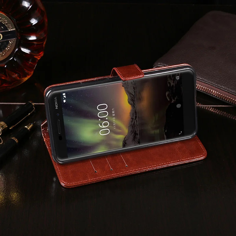 Для Nokia 6 2018 чехол Высокое качество Флип кожаный для крышка Капа телефона Fundas