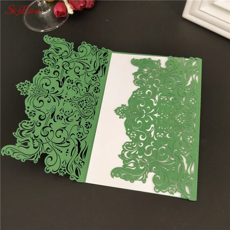 Изящные свадебные приглашения для вечеринки лазерной резки 10 шт./компл.