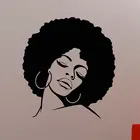 Африканская женщина, наклейка на стену, афро хиппи, девушка, лицо, виниловые украшения, гламур, салон красоты, декор AM07