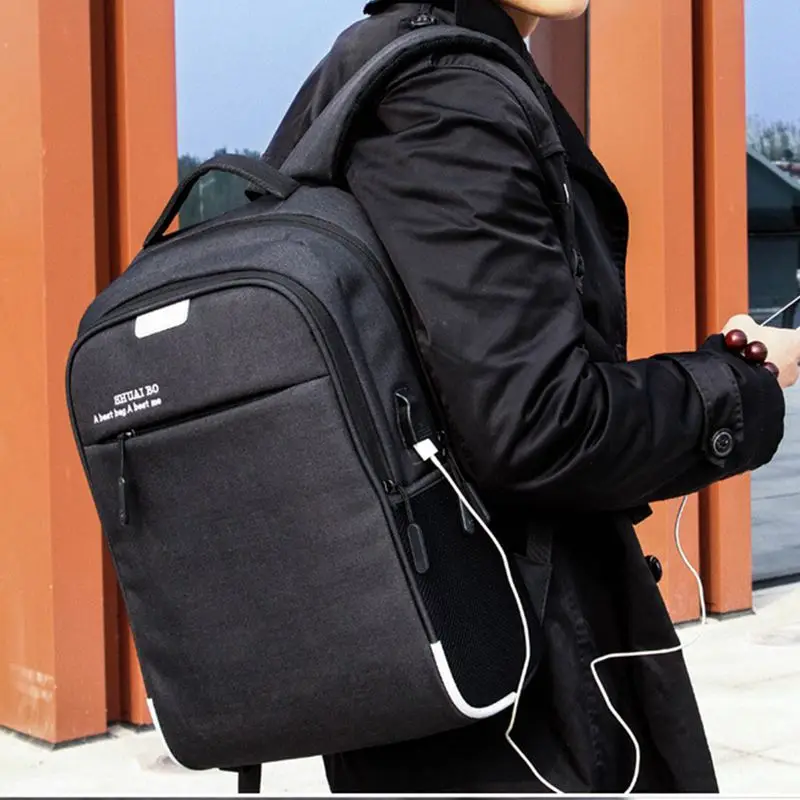 Прочный дорожный рюкзак с USB портом для зарядки мужской Школьный деловой двумя