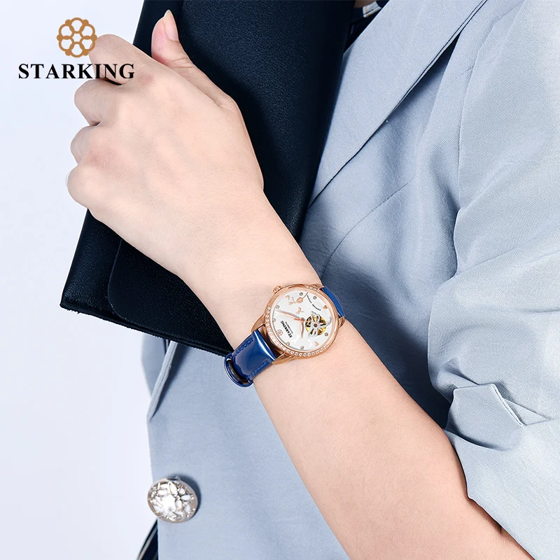 Старкинг Брендовые женские часы Автоматические Механические MOVT Скелет стильные