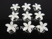 100pcs new wedding crystal white flower foam hair twists spins pins sp 77