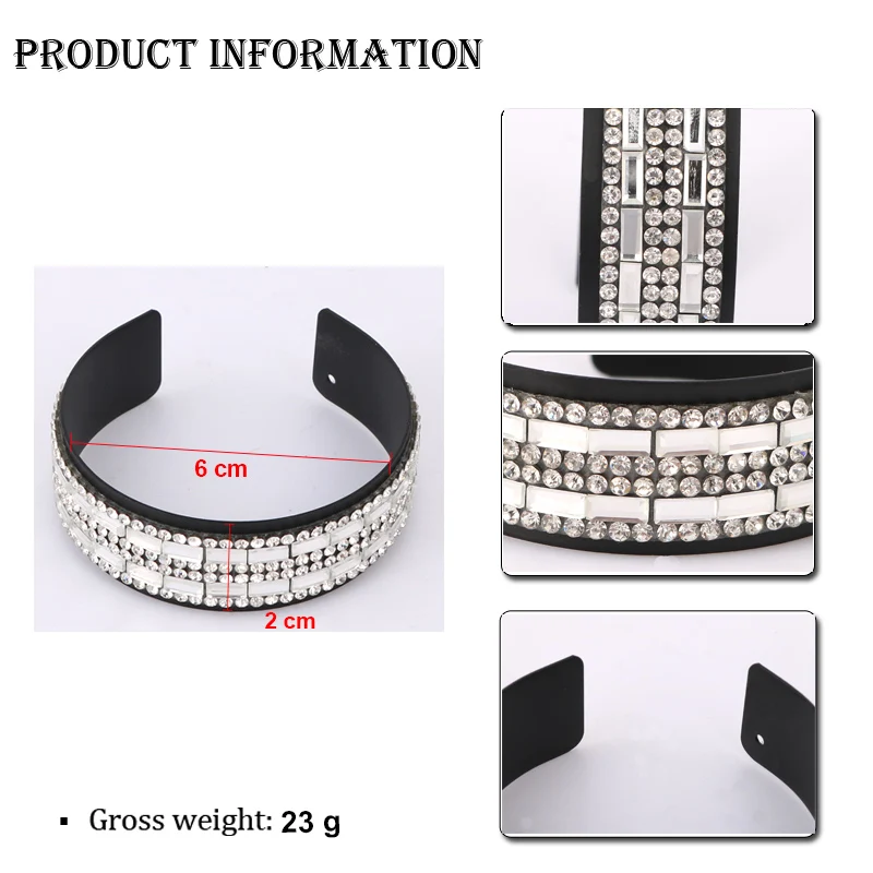 

LEADERBEADS Women's Geometric Crystal Bracelet Trendy Charm Jewelry Alloy Black Vintage Bangle Party Gift Exaggerated Bracelet