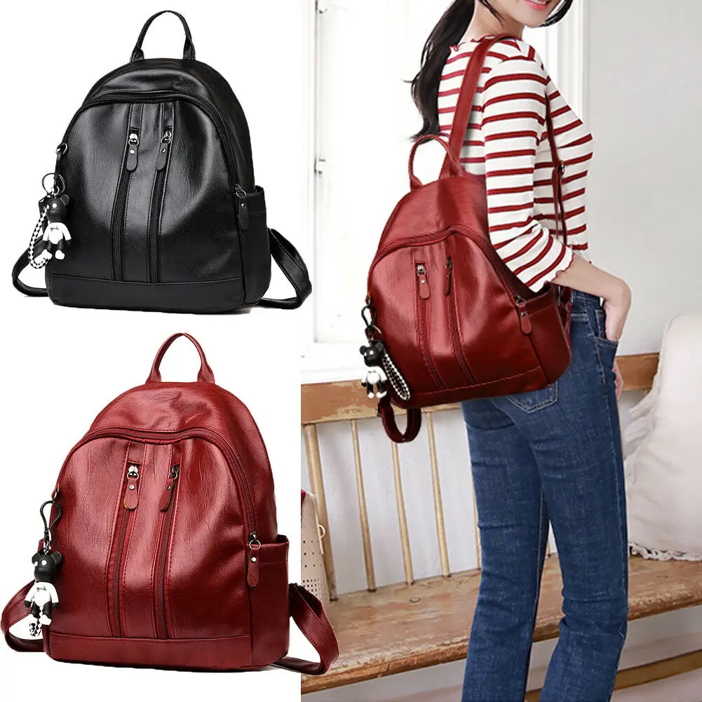 

Fashion Women Leather Backpacks Ladies Girl School Shoulder Travel Organizer Bags Handbag Pouch Case Bookpacks Container
