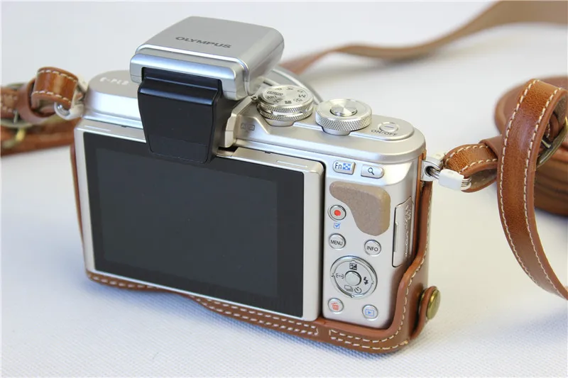 Роскошный чехол для видеокамеры из искусственной кожи для Olympus EPL8 E-PL8 14-42 мм сумка для камеры открытая батарея с ремешком мини-Чехол