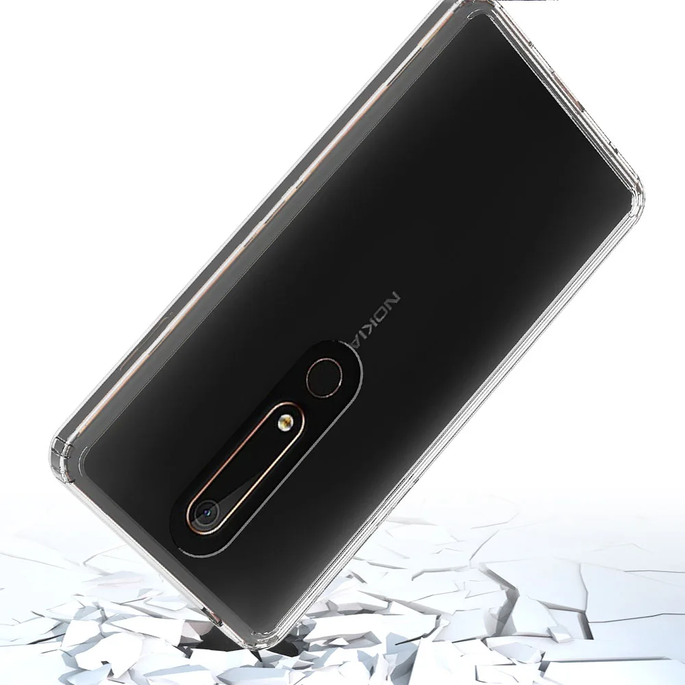 Ультратонкий Прозрачный чехол для Nokia 6 2018 устойчивый к царапинам ТПУ и жесткий