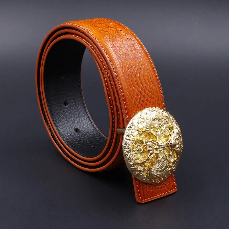 Мужской ремень из натуральной кожи с пряжкой в виде дракона|genuine leather belt|dragon