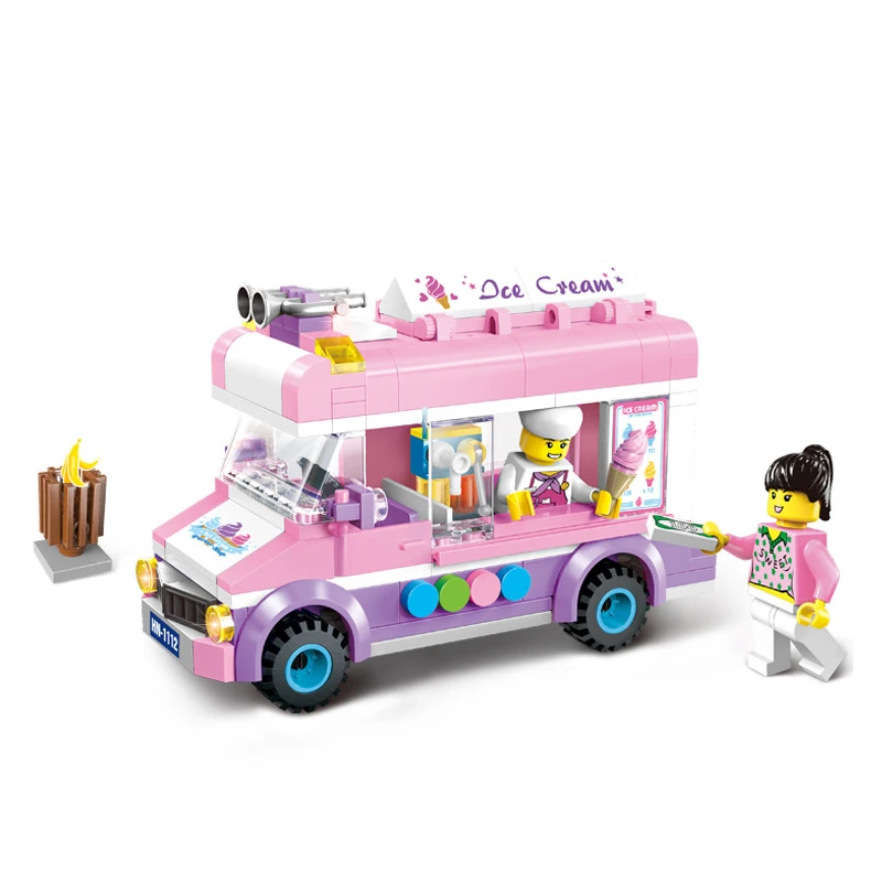 213 шт. детские строительные блоки игрушки совместимые с Legoingly city girls Mobile ice cream truck DIY