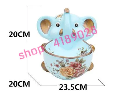 

Creativity big mouth small elephant modeling, ceramic storage box / candy tray, handicraft decoration