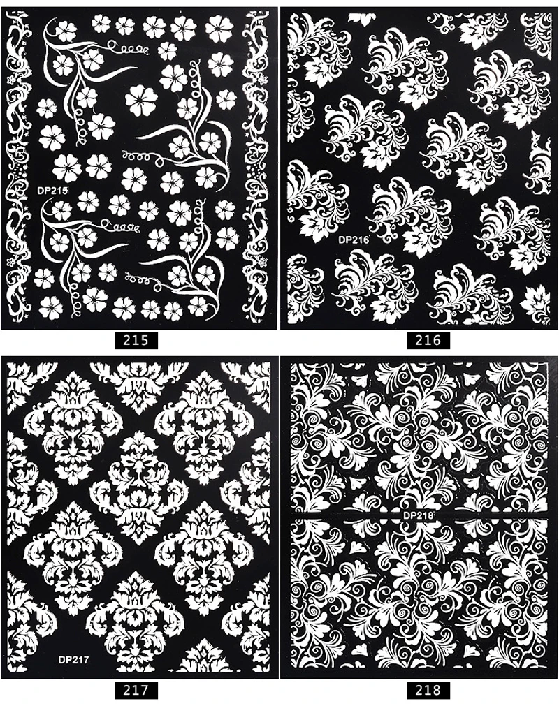 2018 New Flower Series Black &amp White Nails Stickers Professional DIY 3D Art Decoration for Party Stick Beauty Tools | Красота и