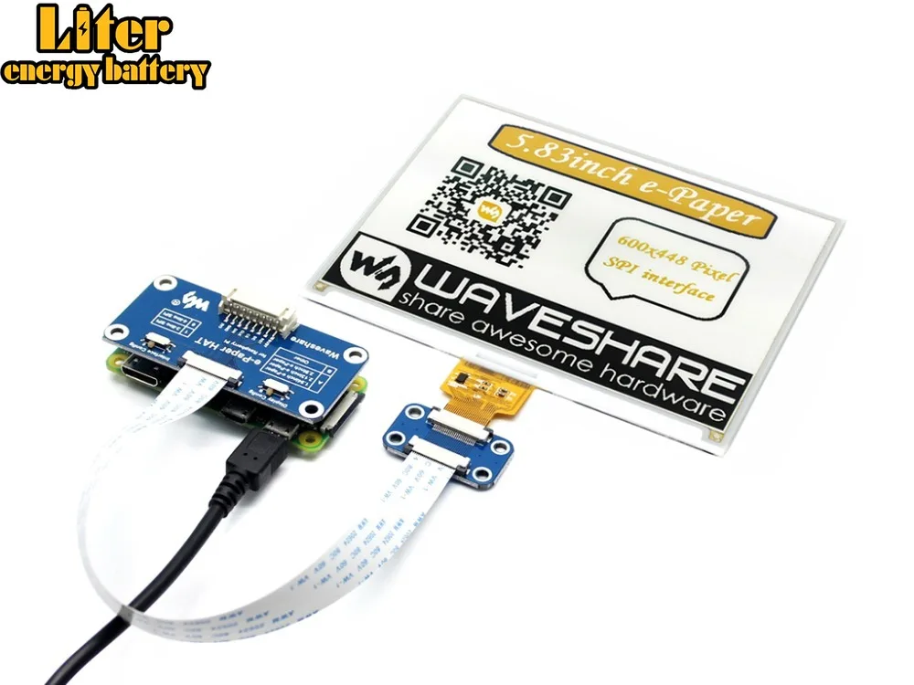 Waveshare 600x448 5 83 дюймов E Ink дисплей шляпа для Raspberry Pi желтый/черный/белый три цвета SPI