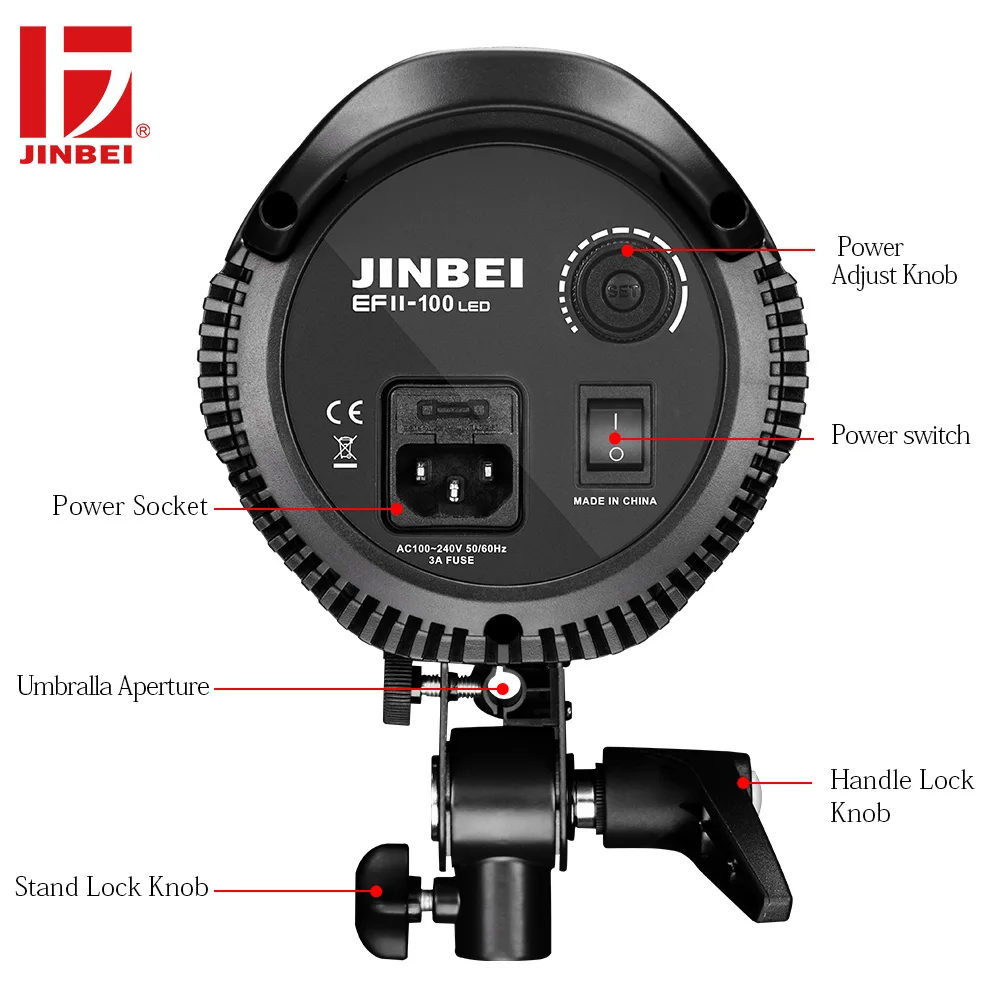 JINBEI EF II-100 100Ws светодиодный видеозаписывающий светильник 5500K с непрерывным выходом для студийной фотосъемки, крепление Bowens