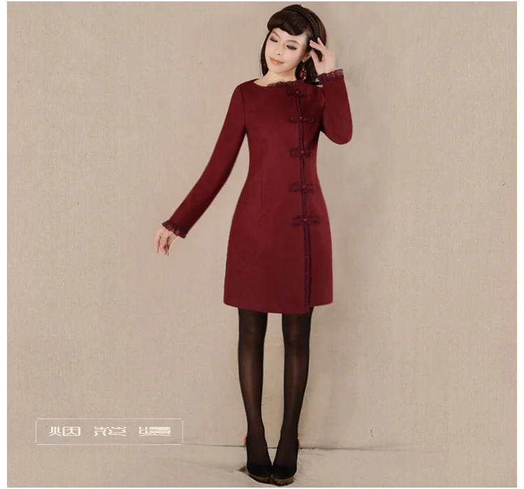 2016 Winter Women Coat Vintage Retro Single Breasted Closed Waist Woolen Outerwear |