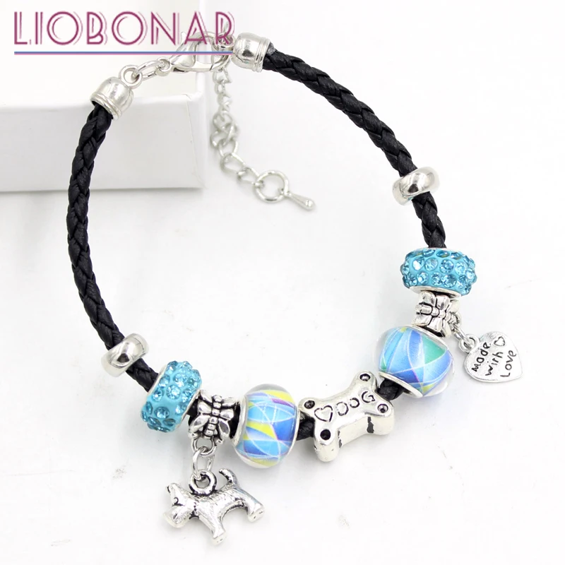 Новое поступление кожаный браслет из смолы и бисера животное подвески в виде