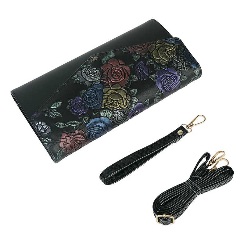 Сумка женская ручная из натуральной кожи с цветами винтажная 2019