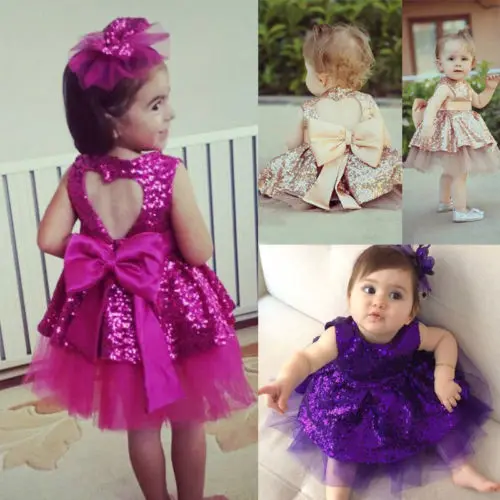 Pudcoco 2018 Newborn Kid Baby Girls Dress Princess Pageant Sequins Bowknot Backless Party Bridesmaid Formal Dresses Outfit 6M-4Y | Детская