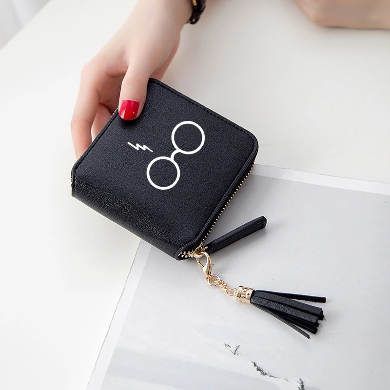black Frdun Tommy Harri Pottre Cartoon Cool Accessories Women Wallets Short Zipper Card Girl Wallet and Purses Mini Bags Stylish Cases - Цвет: black