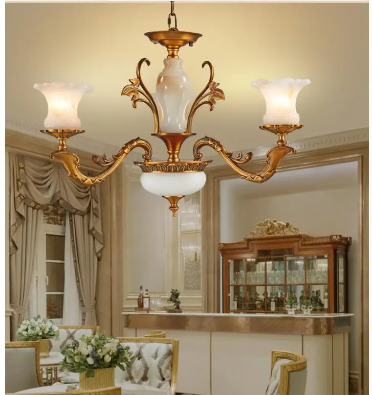 Бесплатная доставка новая бронзовая антикварная Нефритовая дизайнерская люстра