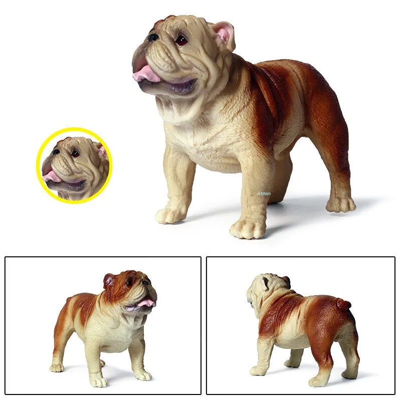 

3" Cute Puppy Statue Simulation Standing Bulldog ABS Home Decor Birthday Gift Action Figure Collectible Model Toy OPP 8CM B340