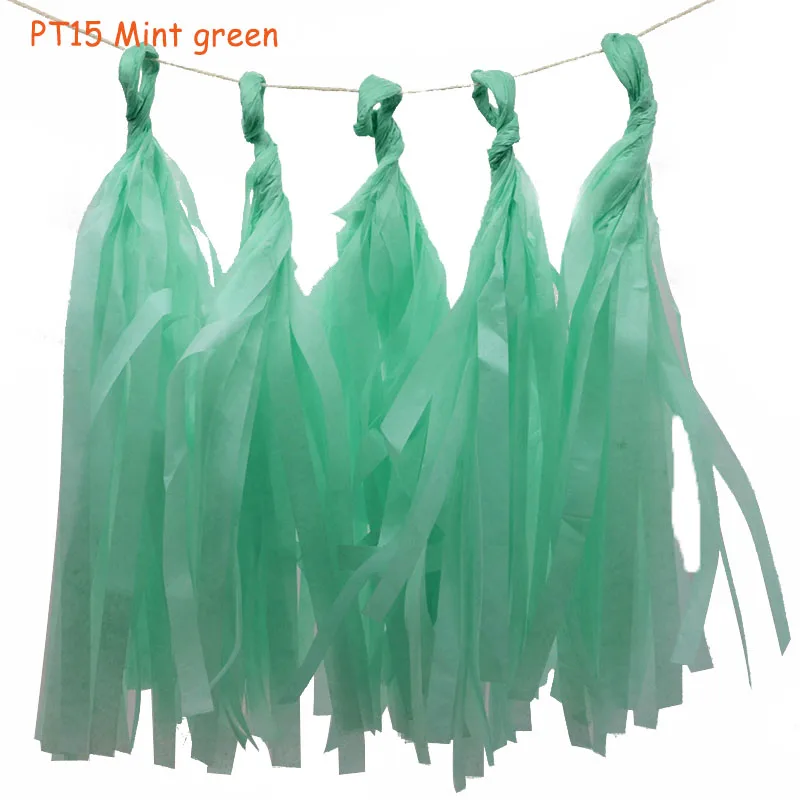 PT15 mint green 5 листов/Лот Декоративные DIY тканевая бумага кисточка гирлянда бахрома фон из флажков Гирлянда Свадьба День Рождения Вечеринка украшения - Цвет: PT15 mint green