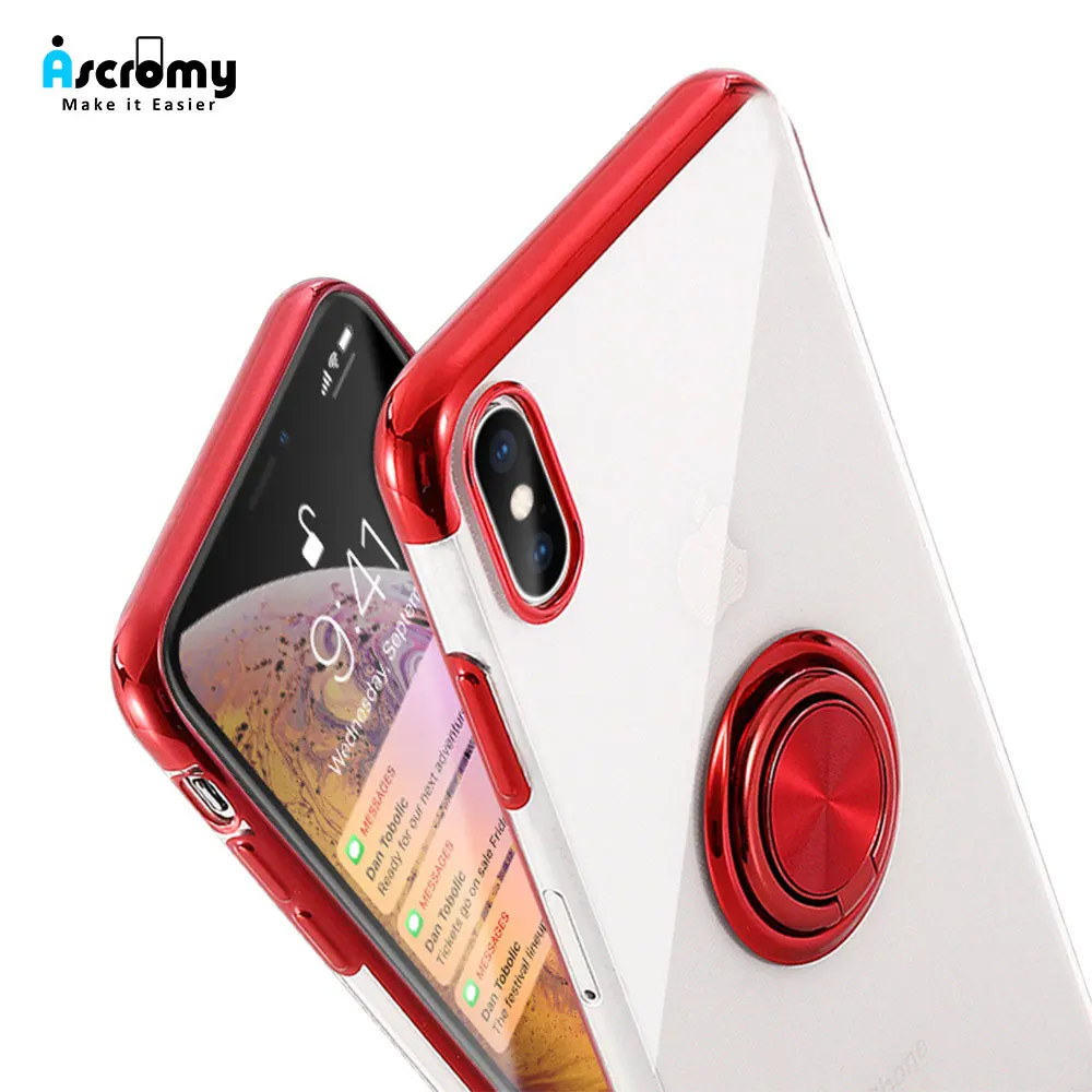 Чехол для iPhone 8 Plus Блестящий ударопрочный чехол с кольцом на 360 градусов X XS Max XR 7 6 6S