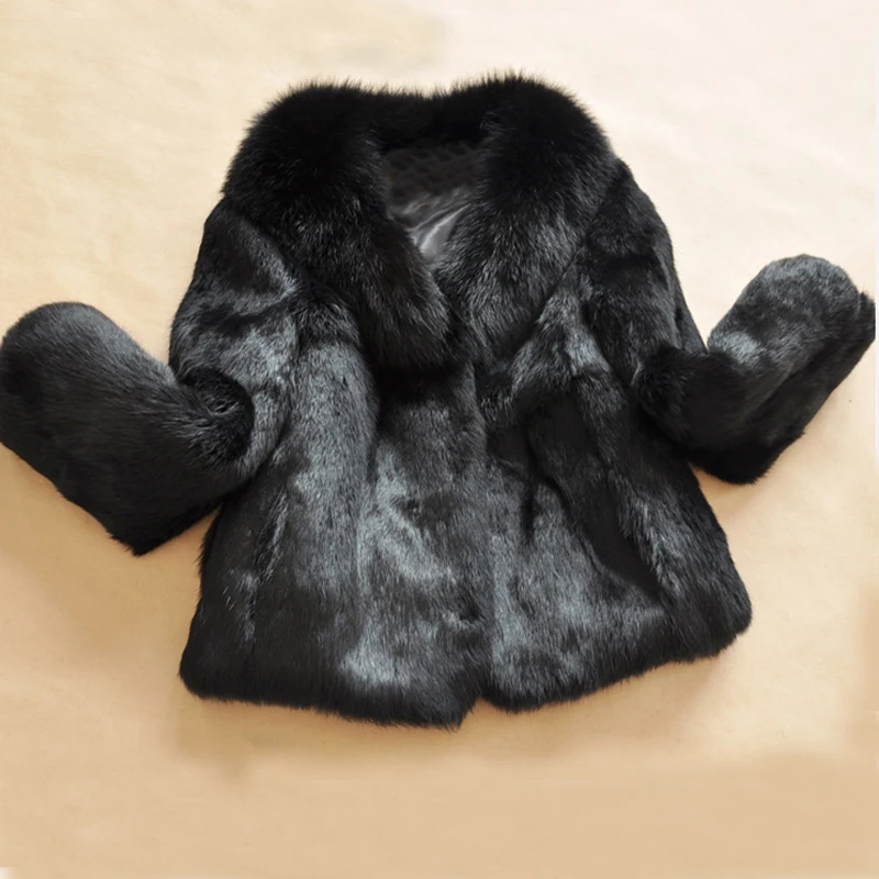 100% натуральное пальто из натурального кроличьего меха жилет с воротником